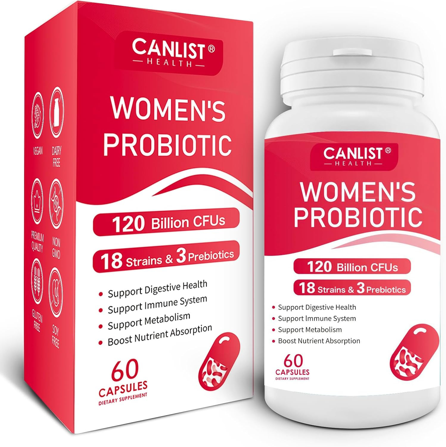 Women’S Probiotics120 Billion Cfus 18 Strains 3 Prebiotics & Digestive Enzymes C