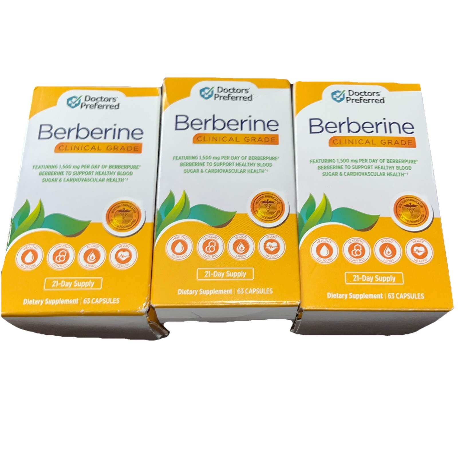 (3) New Doctor’s Preferred Berberine Clinical Grade 63 Capsules ea. Exp 06/2027+