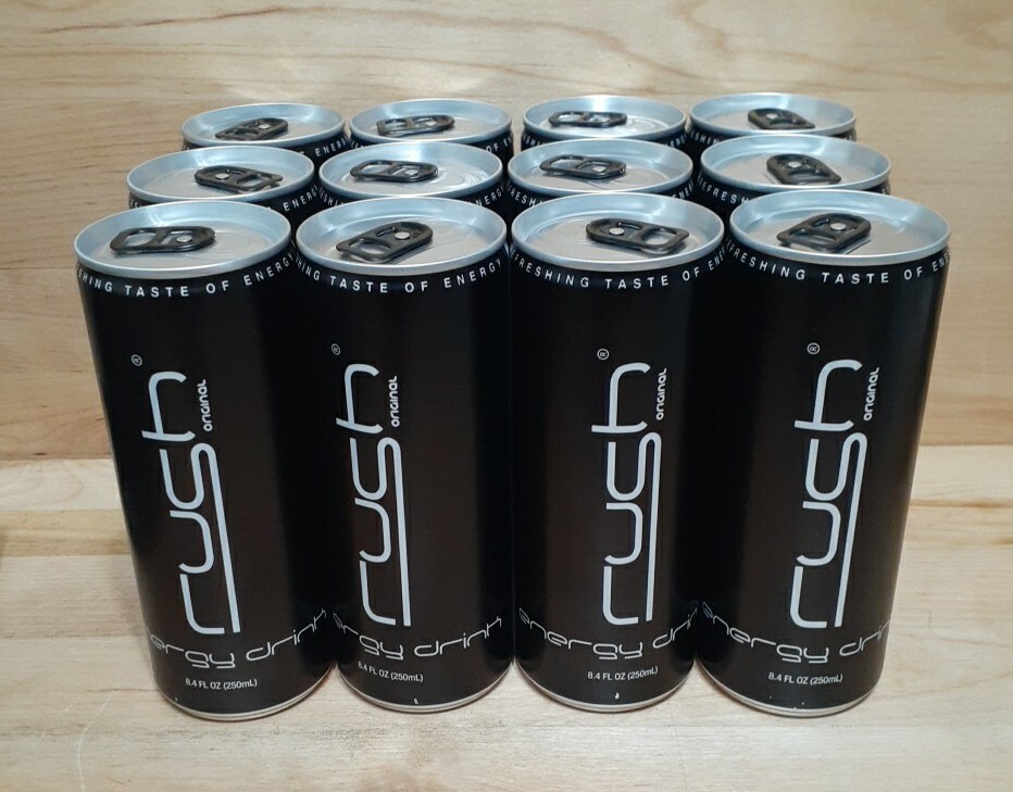 12ct: RUSH ORIGINAL ENERGY DRINK taurine caffeine vitamin B12 B6 B2 8.2z red bul