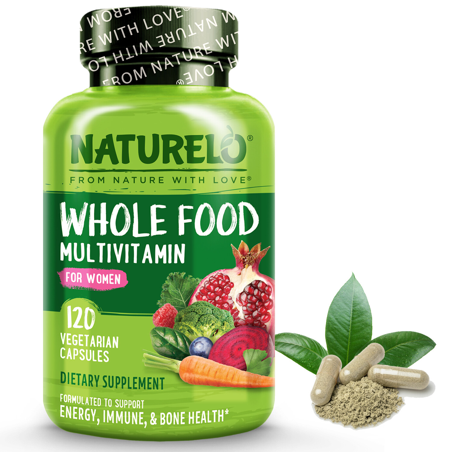 NATURELO Whole Food Multivitamin for Women – 120 Vegan Capsules