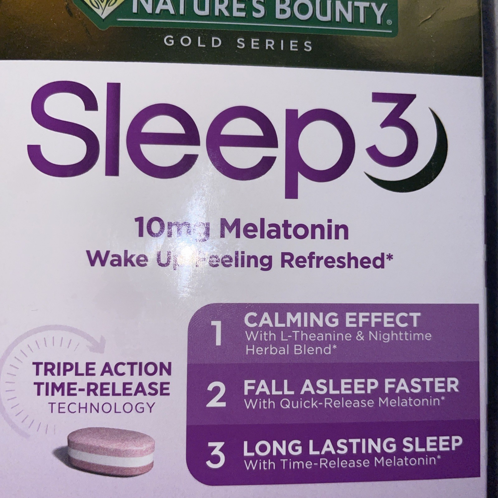 Nature’s Bounty Sleep3 Melatonin 10mg, Maximum Strength  30 Tri Layered Tablets