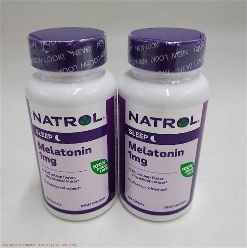 LOT OF 2 Natrol Melatonin, 1 mg, 180 Tablets EXP 07/26