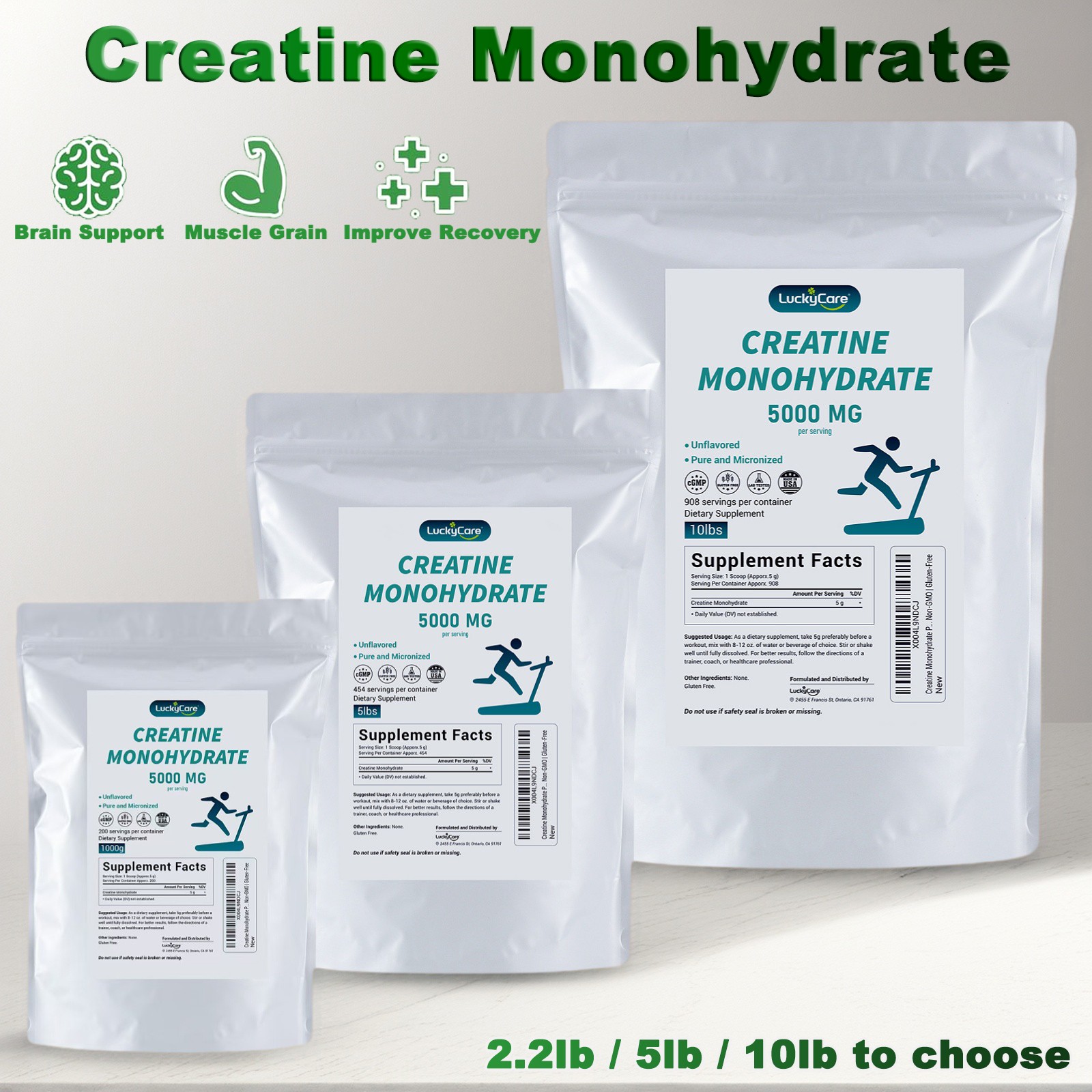 Creatine Monohydrate Powder – Micronized, Pure & Unflavored, for Muscle Gain