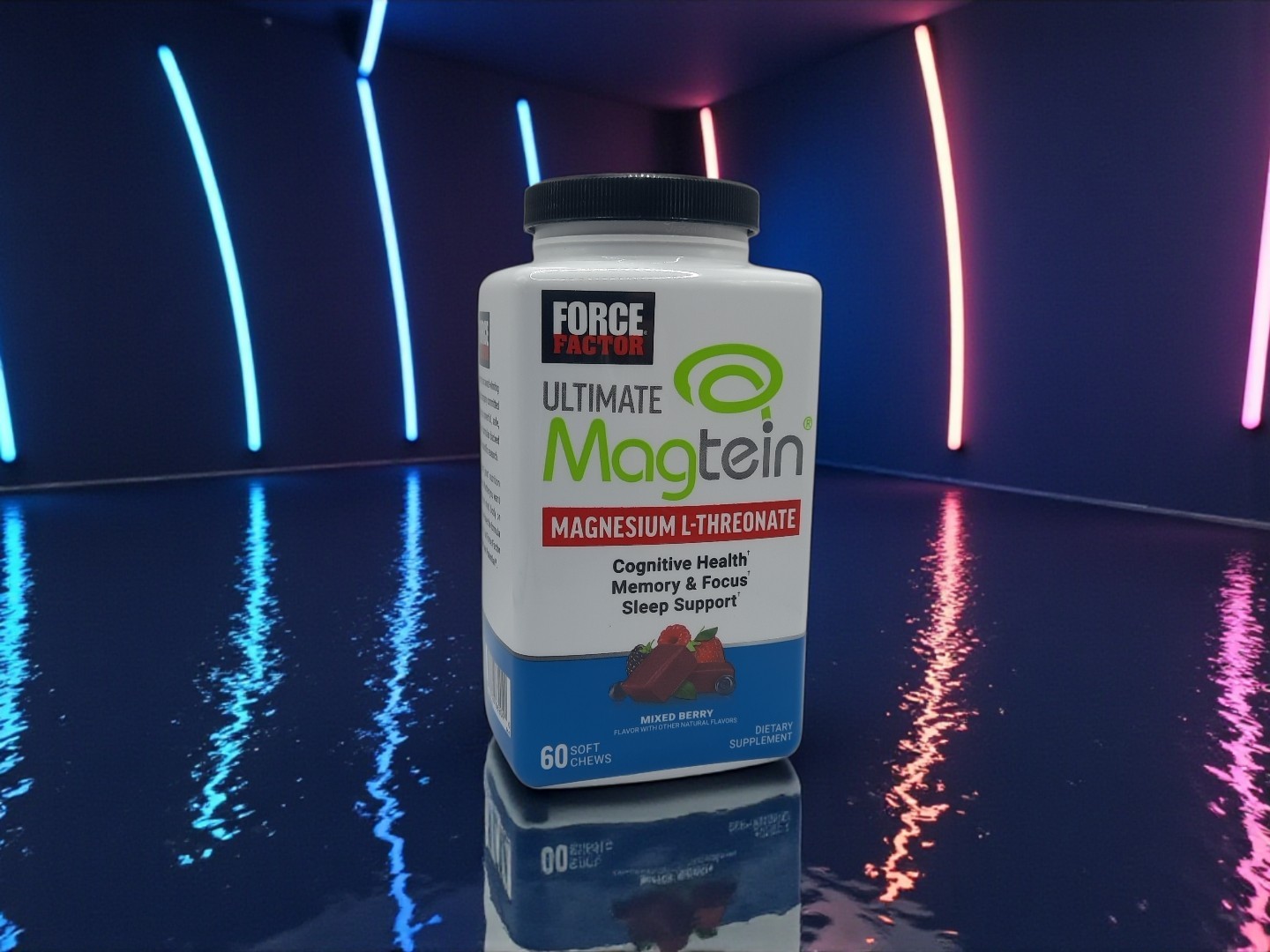 Ultimate Magtein Magnesium L- Threonate, Mixed Berry 60 Soft Chews EXP 12/26