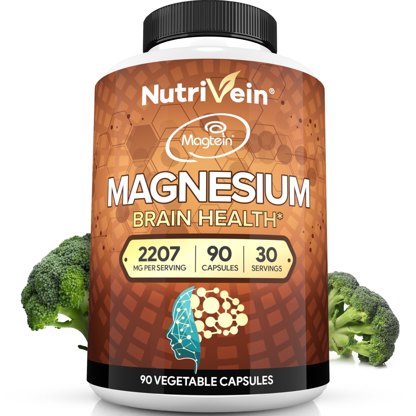 Nutrivein Magnesium L Threonate 2207mg – Boosts Brain Health, Memory and Focus