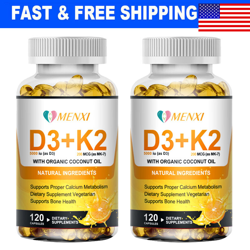 Vitamin K2 (MK7) with D3 Supplement, 240 Veggie Capsules with BioPerine