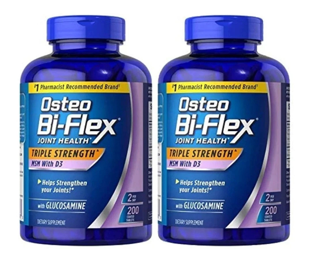 2 Pack OSTEO BI-FLEX 200 tablets Triple Strength Glucosamine MSM D3  EXP 2028