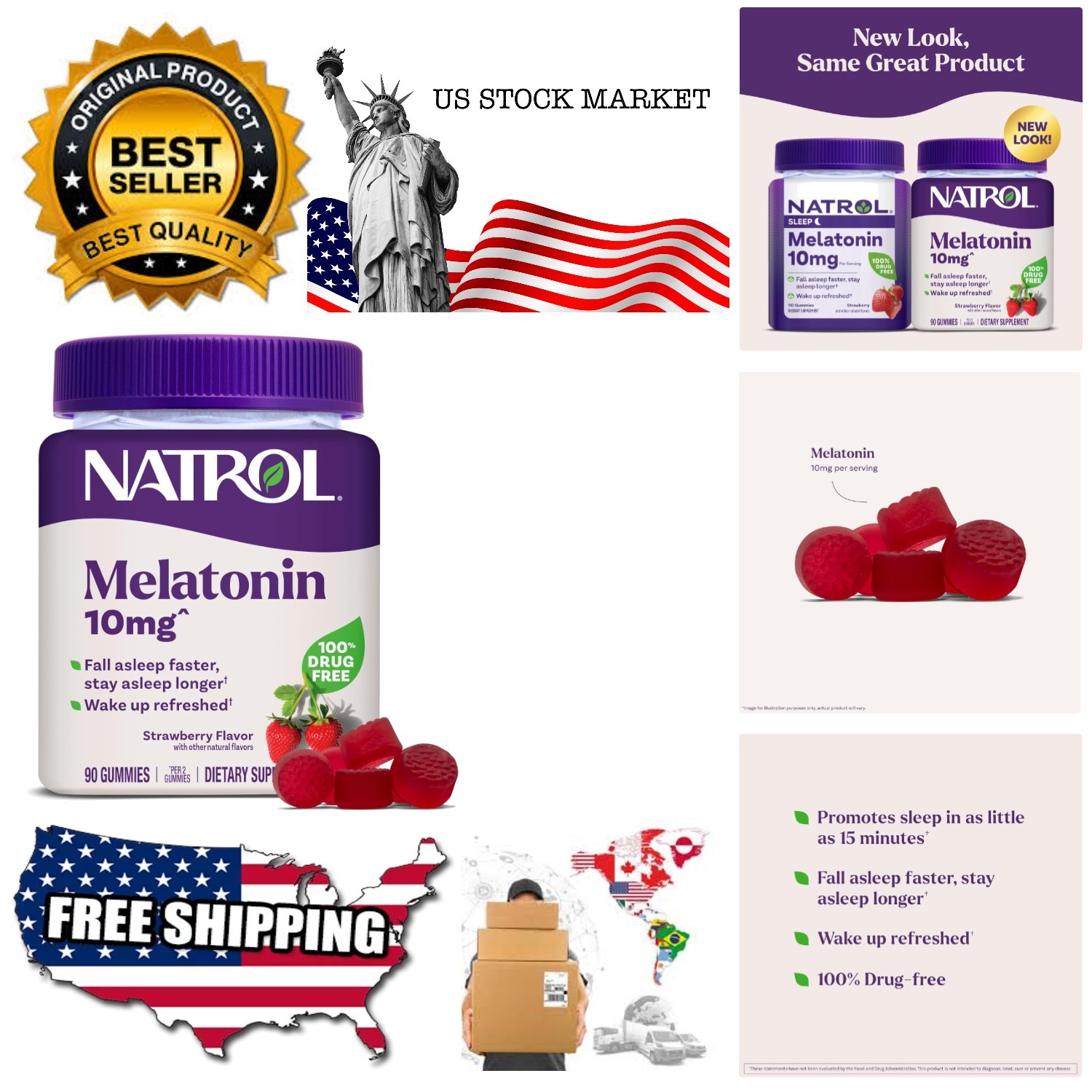 10 mg Strawberry Melatonin Gummies for Fast Acting Sleep Aid – 90 Count