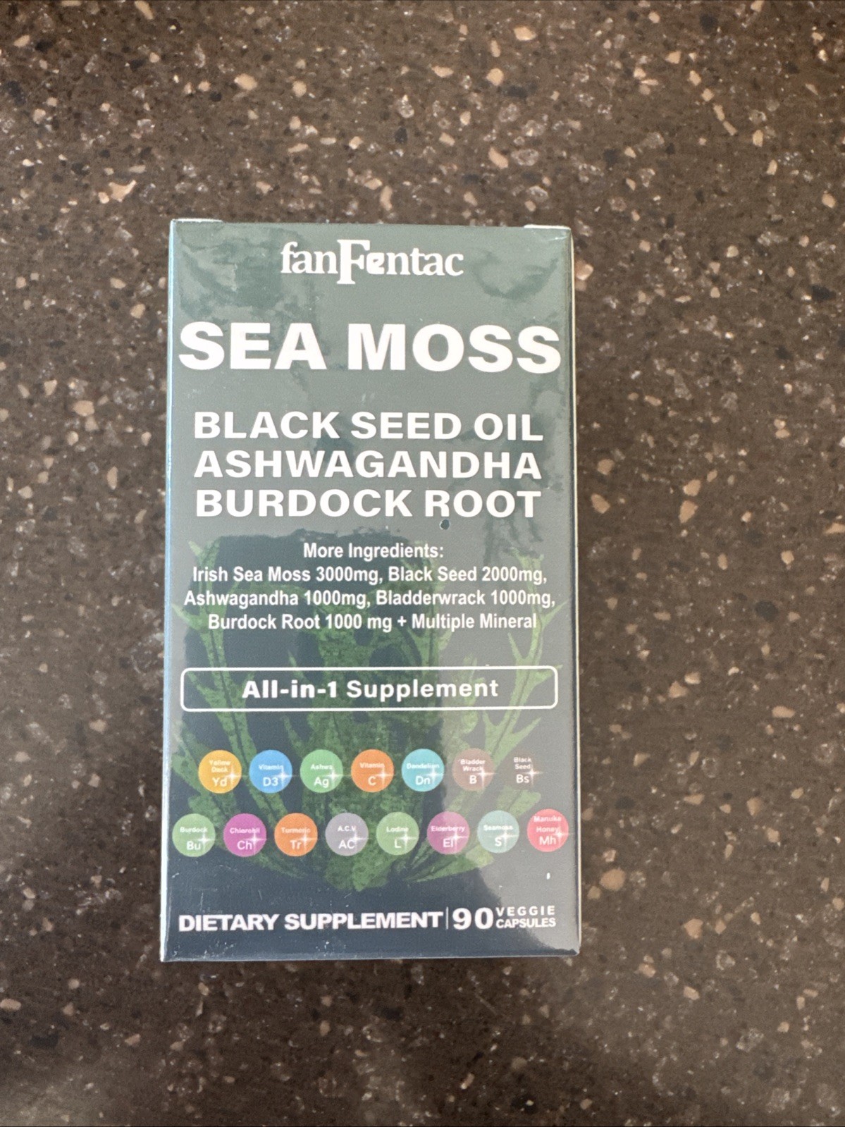 FanFentac Sea Moss Black Seed Oil Ashwagandha Burdock Root Dietary Supplement