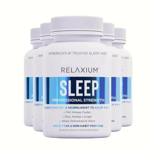 5-Pack Relaxium Sleep Natural Dietary Supplement for Better Sleep – 300 Capsules
