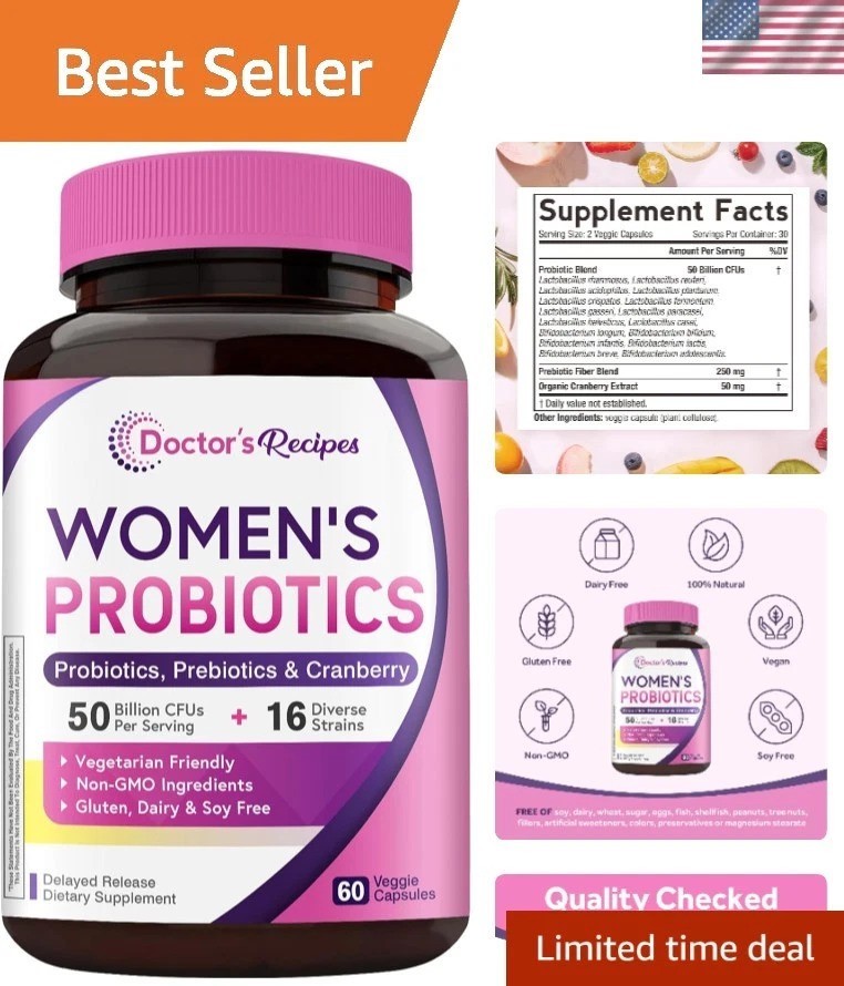 Women’s Probiotics, 60 Capsules – 50 Billion CFU & Organic Cranberry