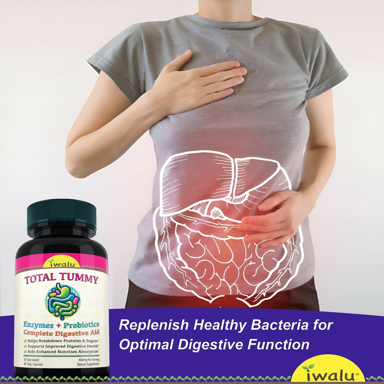 Best Enzymes And Digestion- TOTAL TUMMY *FAST FREE SHIPPING Same Day – USA MADE