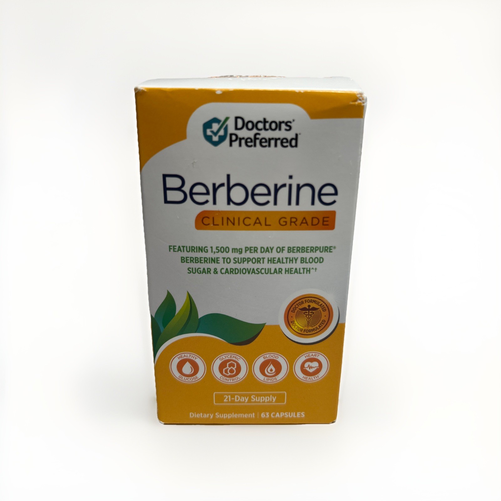 Doctors’ Preferred GlucoGold Berberine Blood Sugar Support 63 Tabs Exp 05/2026