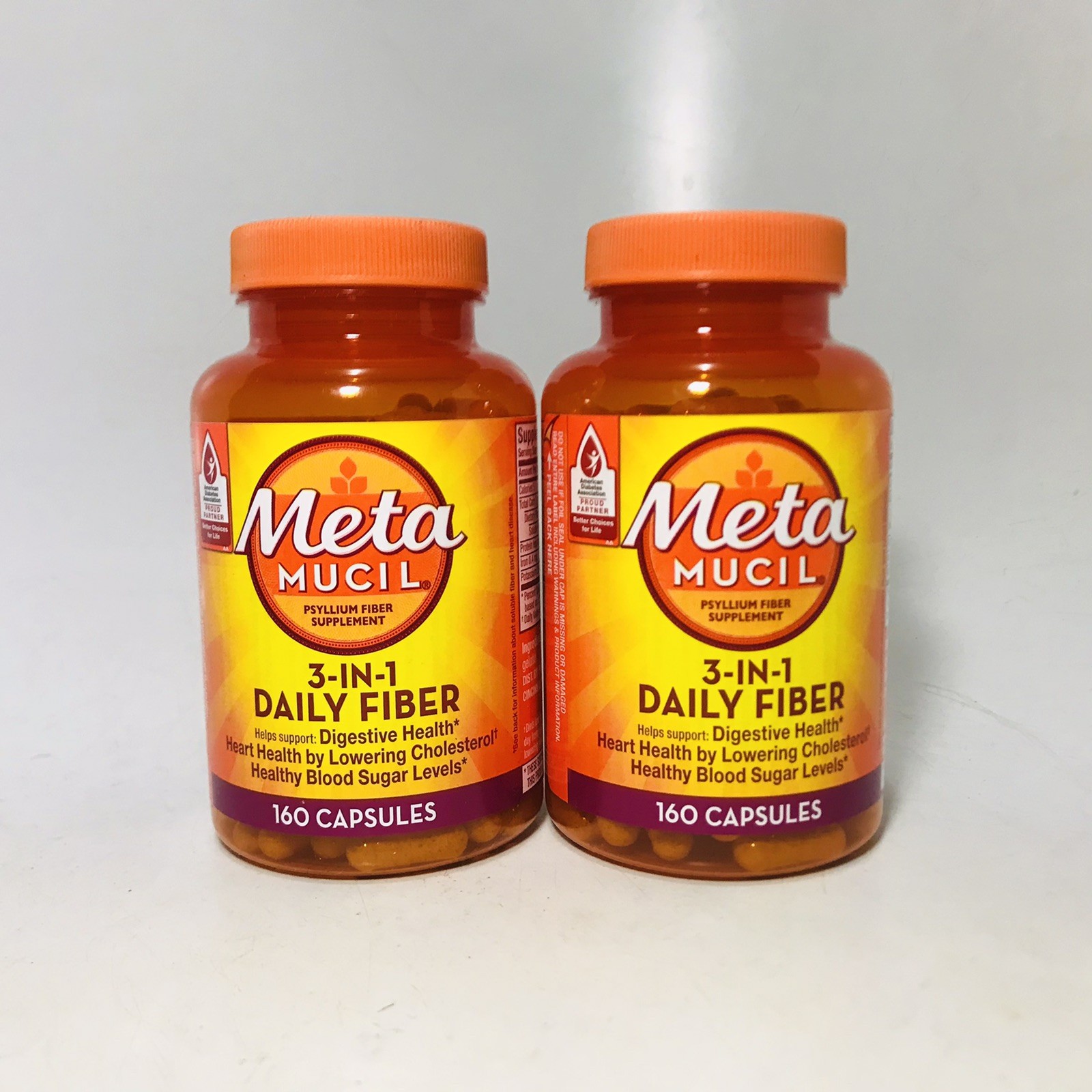 Lot Of 2 Metamucil 3-in-1 Fiber Supplement 160 Capsules Exp. 06/2028