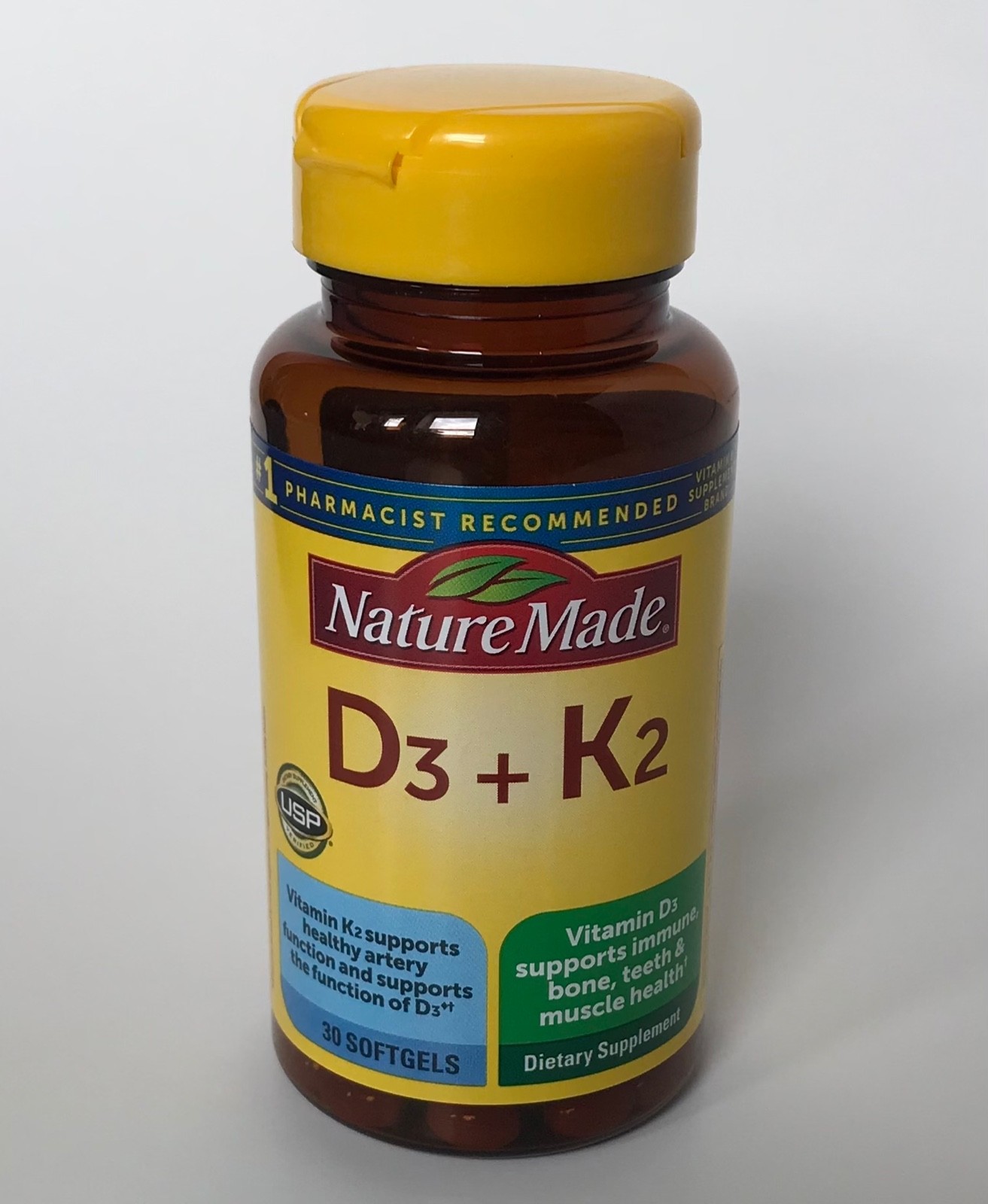 Nature Made Vitamin D3 + K2, 30 Softgels, GF, Dietary Supplement