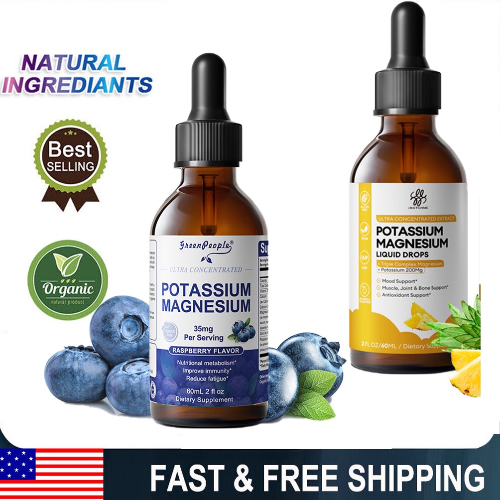 Potassium Magnesium Liquid Drops, Support Bone, Muscle & Sleep 2 Flavours