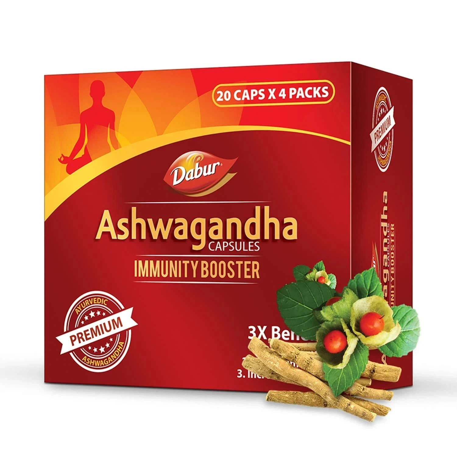 Dabur Ashwagandha 80 Capsules Pack of 4 Natural Immunity | Buy 3 Get 1 Free