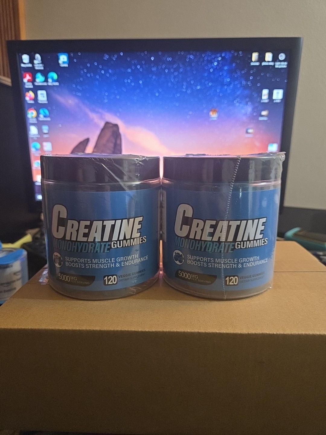 2 Pack Creatine Monohydrate Gummies 5000mg 120 Count Blueberry/Raspberry