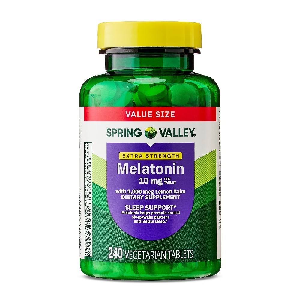 Extra Strength Melatonin Tablets Dietary Supplement 10 mg 240 Count Value Size