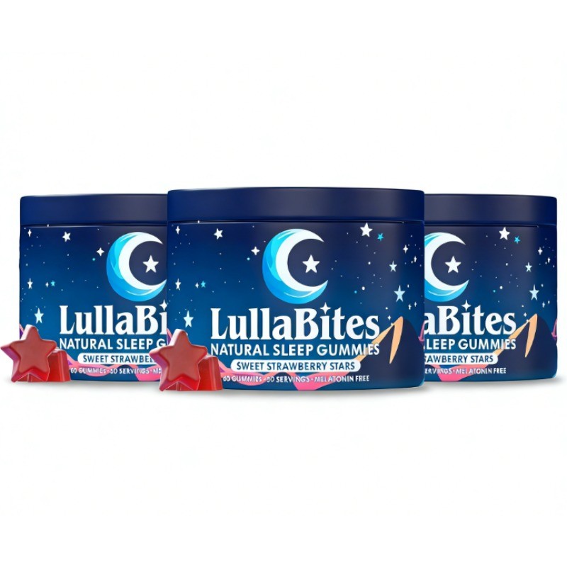 LullaBites Natural Sleep Gummies – Made in USA, With 5-HTP, 3 pack