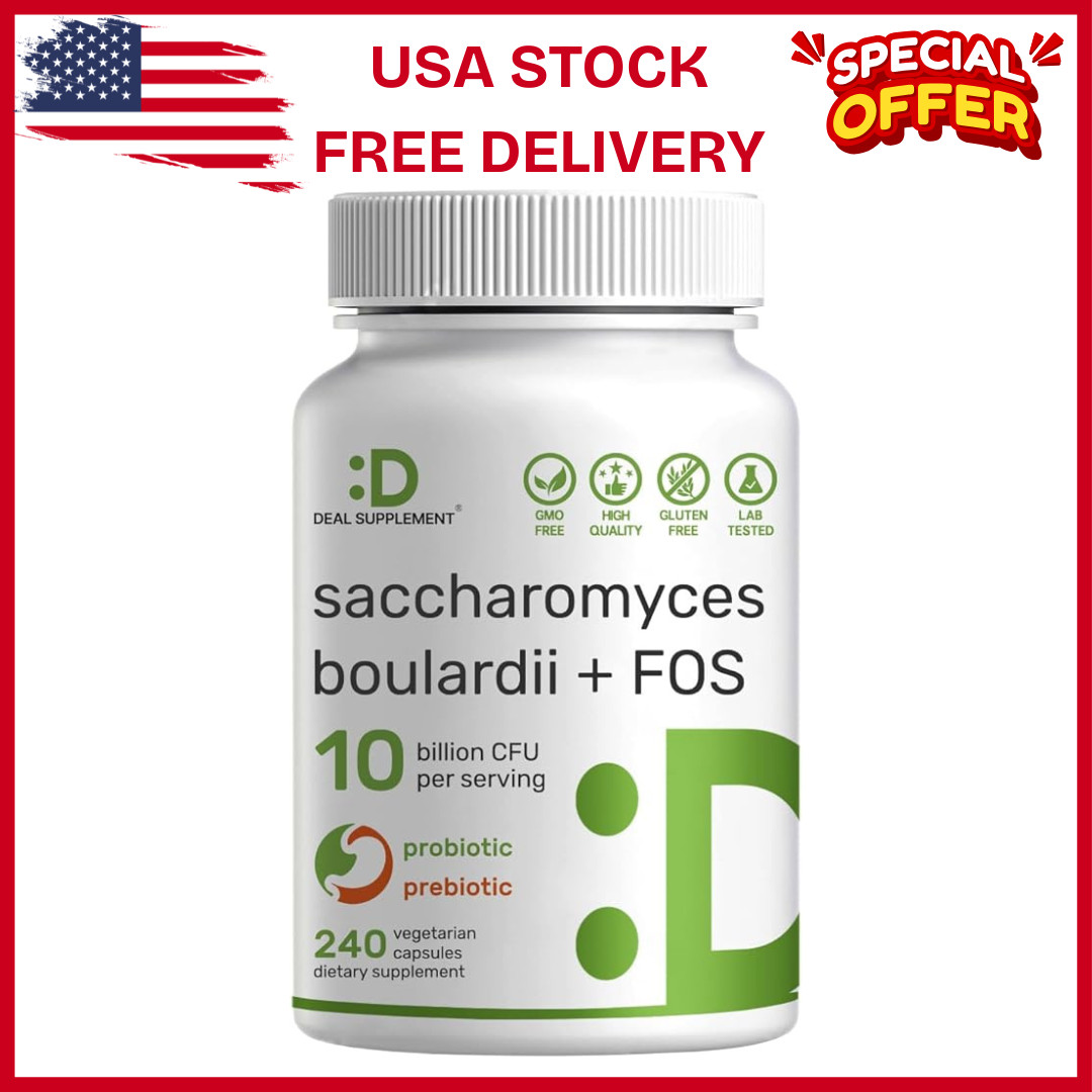 Saccharomyces Boulardii + FOS, 10 Billion CFU, 240 Veggie Capsules – Probiotics
