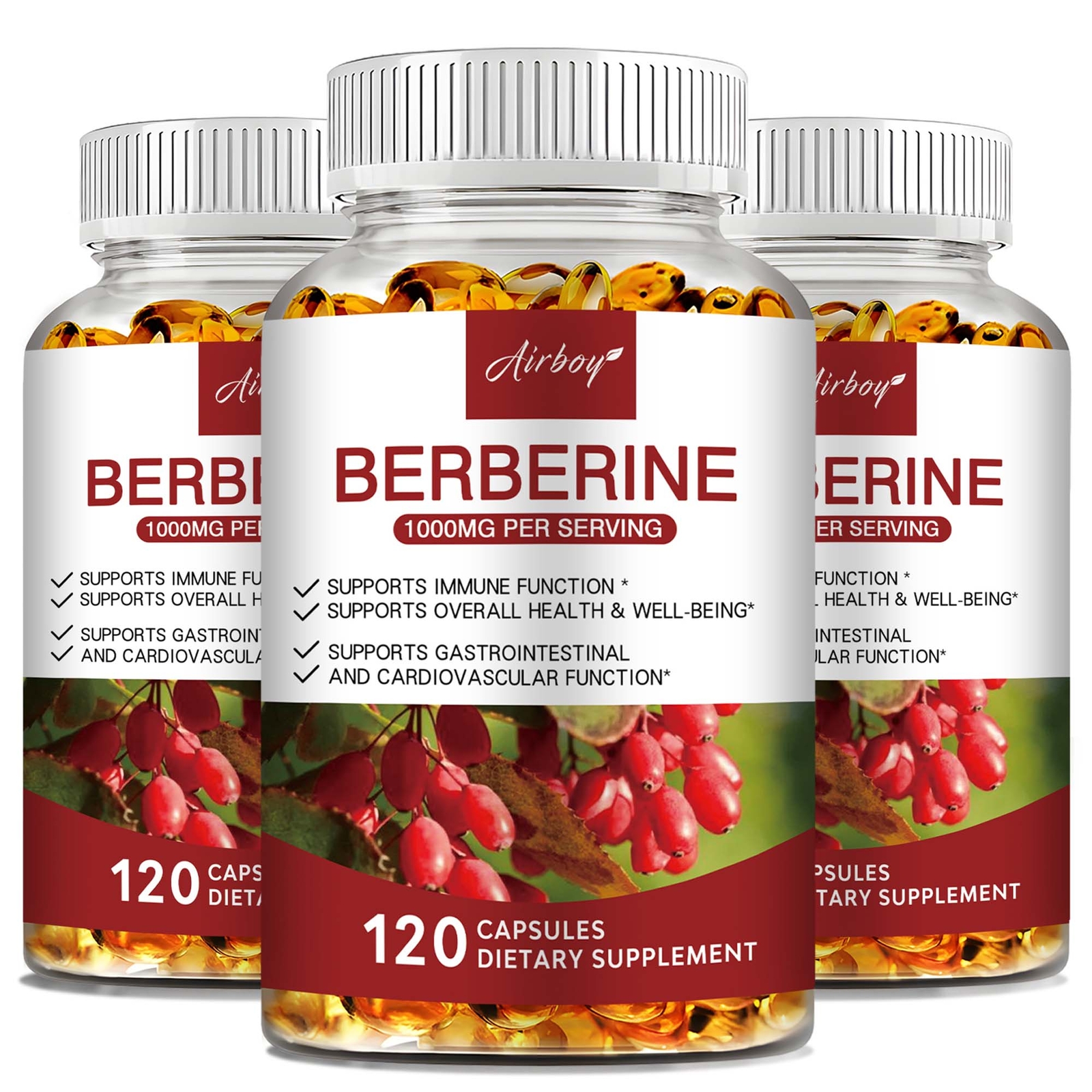 Berberine Capsules1000mg -Cholesterol, Cardiovascular Health – High Absorption