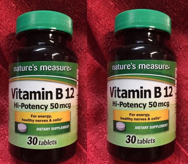 2 Bottles Nature’s Measure Vitamin B-12 (50 mcg) 30 count Brand New Sealed