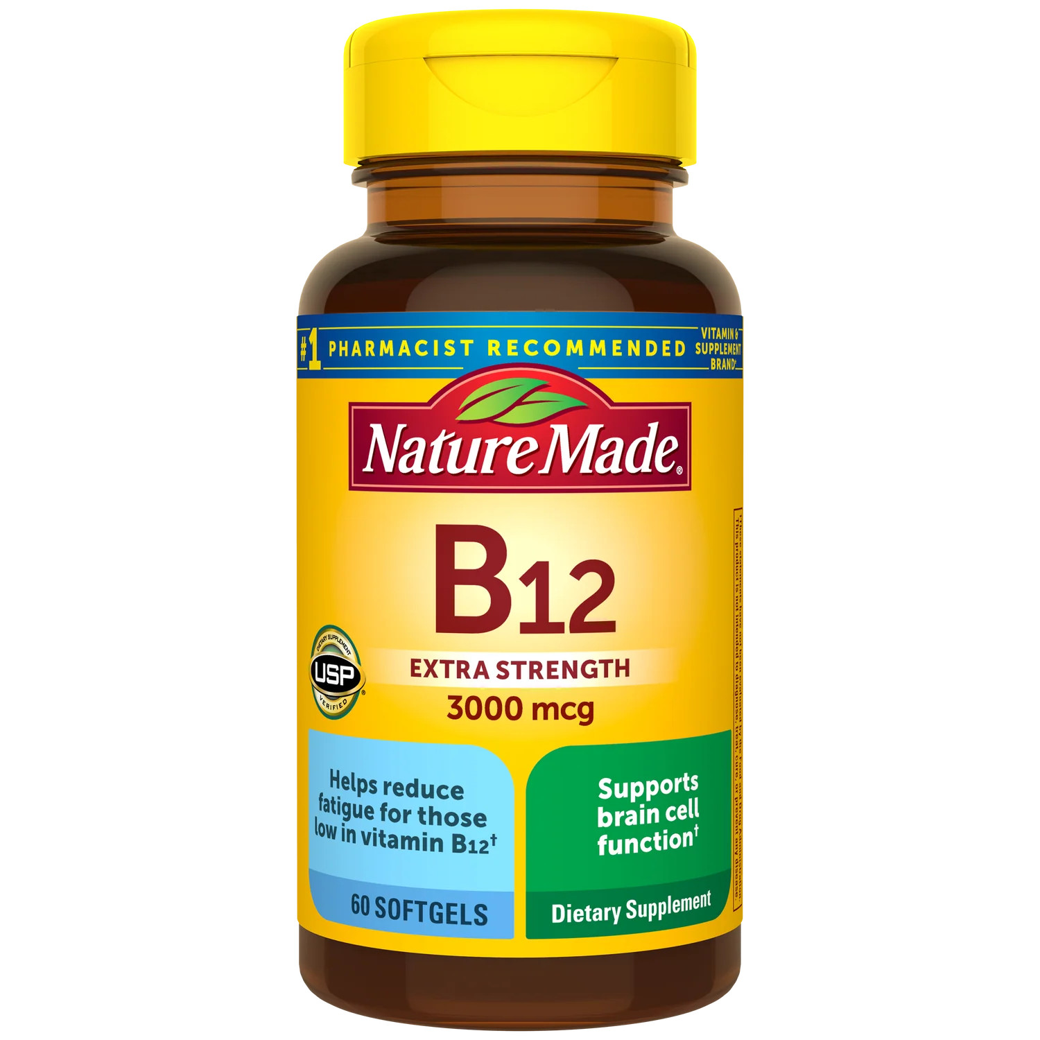 Nature Made Vitamin B12 Extra Strength 3000mcg Softgels Brain Cell Function 60Ct