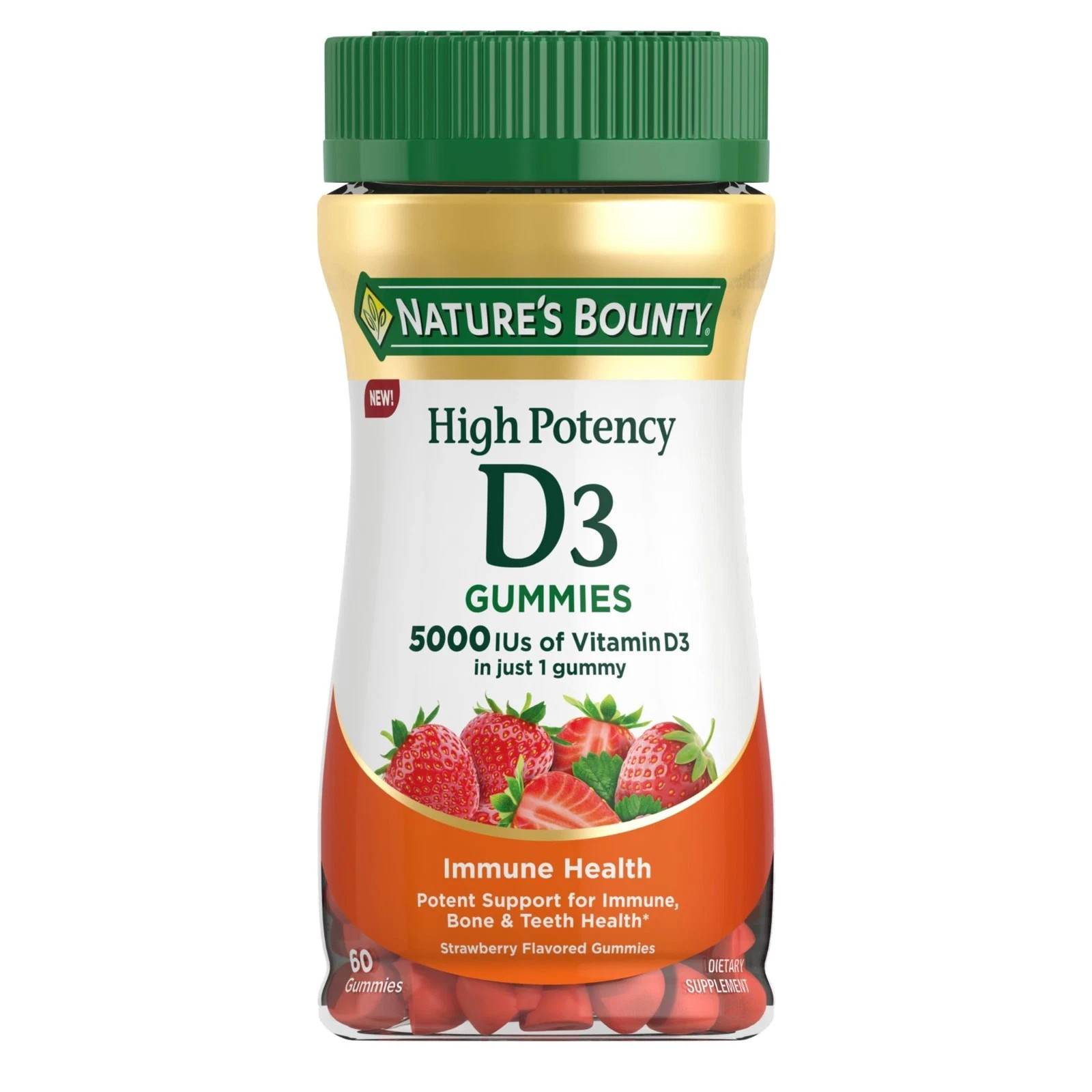 Nature’s Bounty Vitamin D 5000 IU Gummies, Vitamin D3 High Potency Immune 06/26