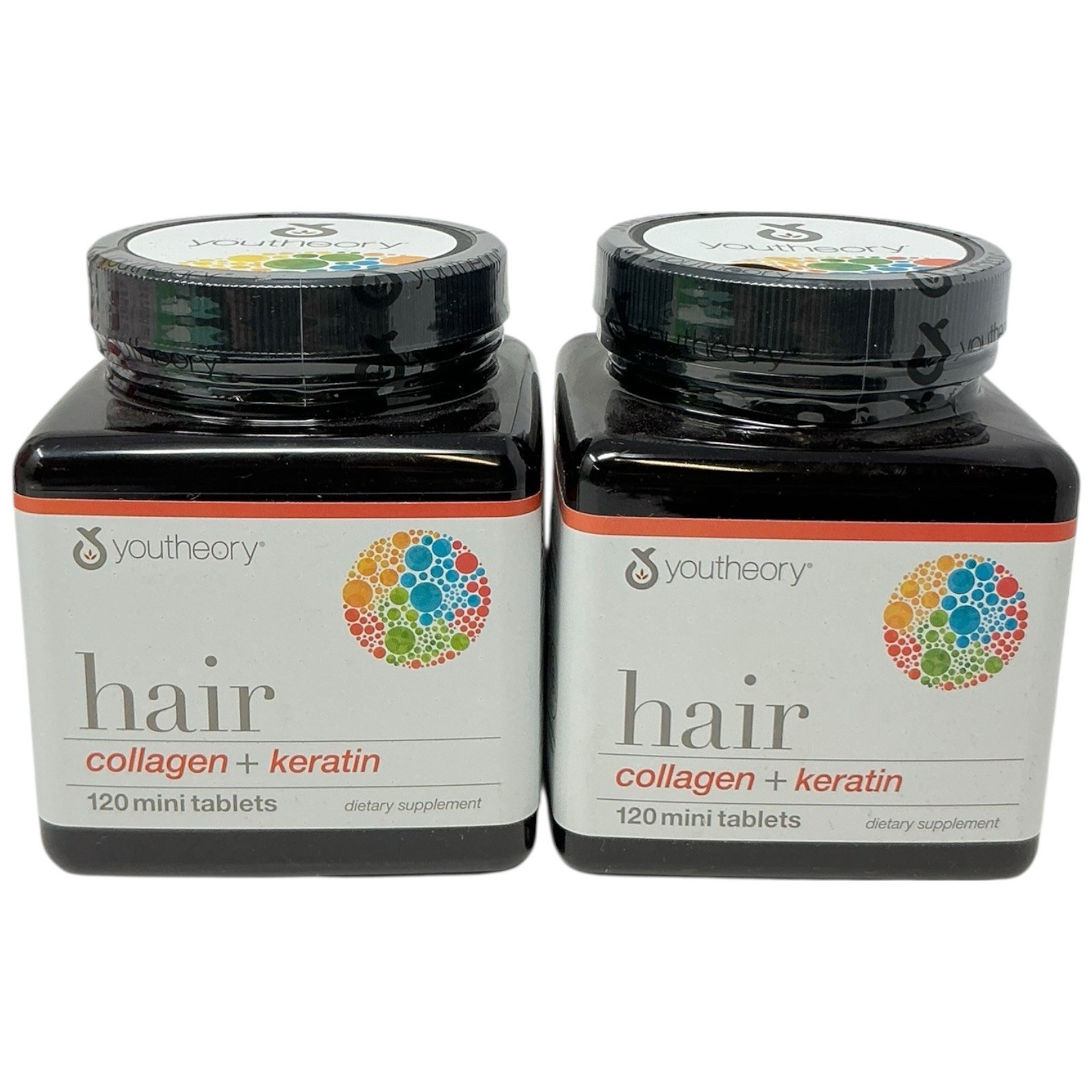 Lot of 2-Youtheory Hair Collagen + Keratin, 120 Mini Tablets Exp: 2026