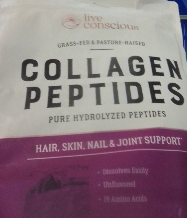 Live Conscious Collagen Powder Ingredients Shown  Hair, Skin, Nail & Joint  16oz