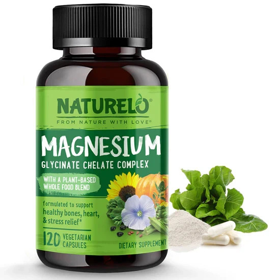 NATURELO Plant-Based Magnesium Glycinate Complex Supplement | 120 Capsules |