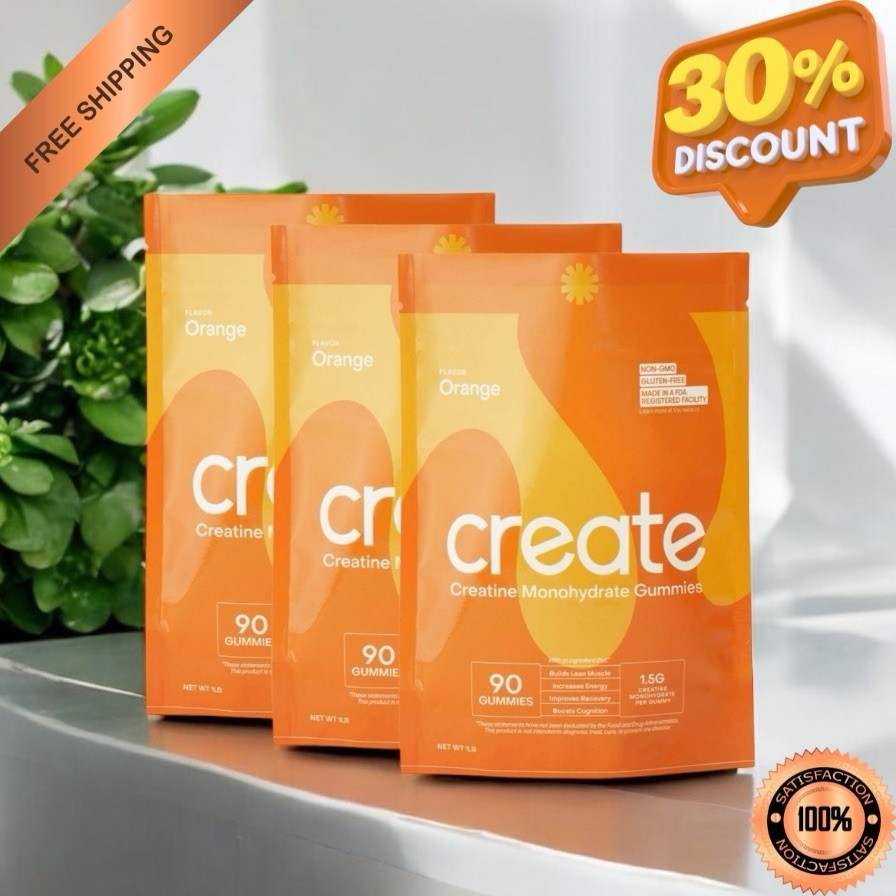 Create Creatine Monohydrate Gummies for Men & Women, Strength 3 Pack – Exp 2027
