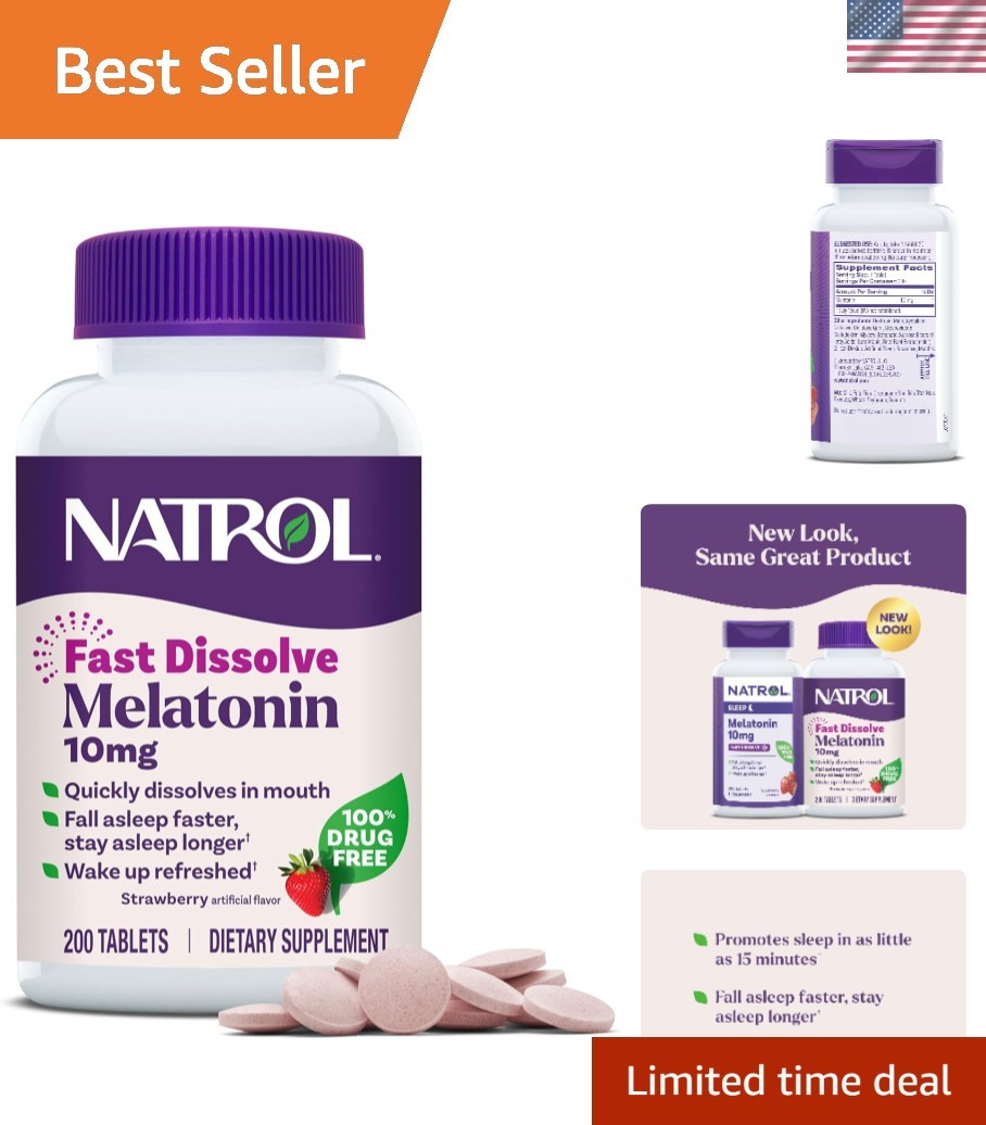 150-Day Supply of Melatonin 10 mg Fast Dissolve Tablets for Adults – Strawberry