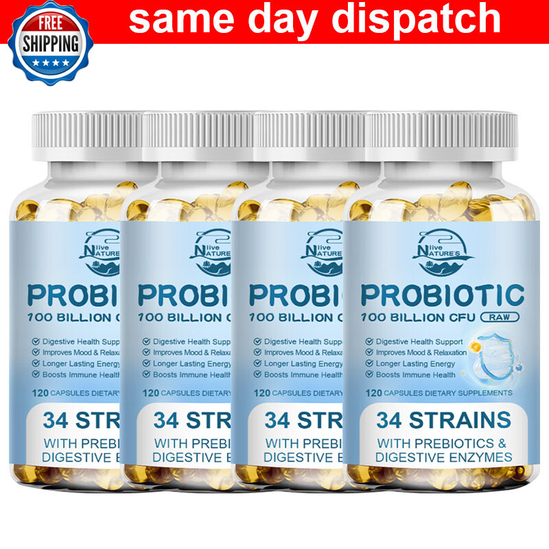 Probiotics 100 Billion CFU Potency Digestive Immune Health 120 Capsules Digestiv