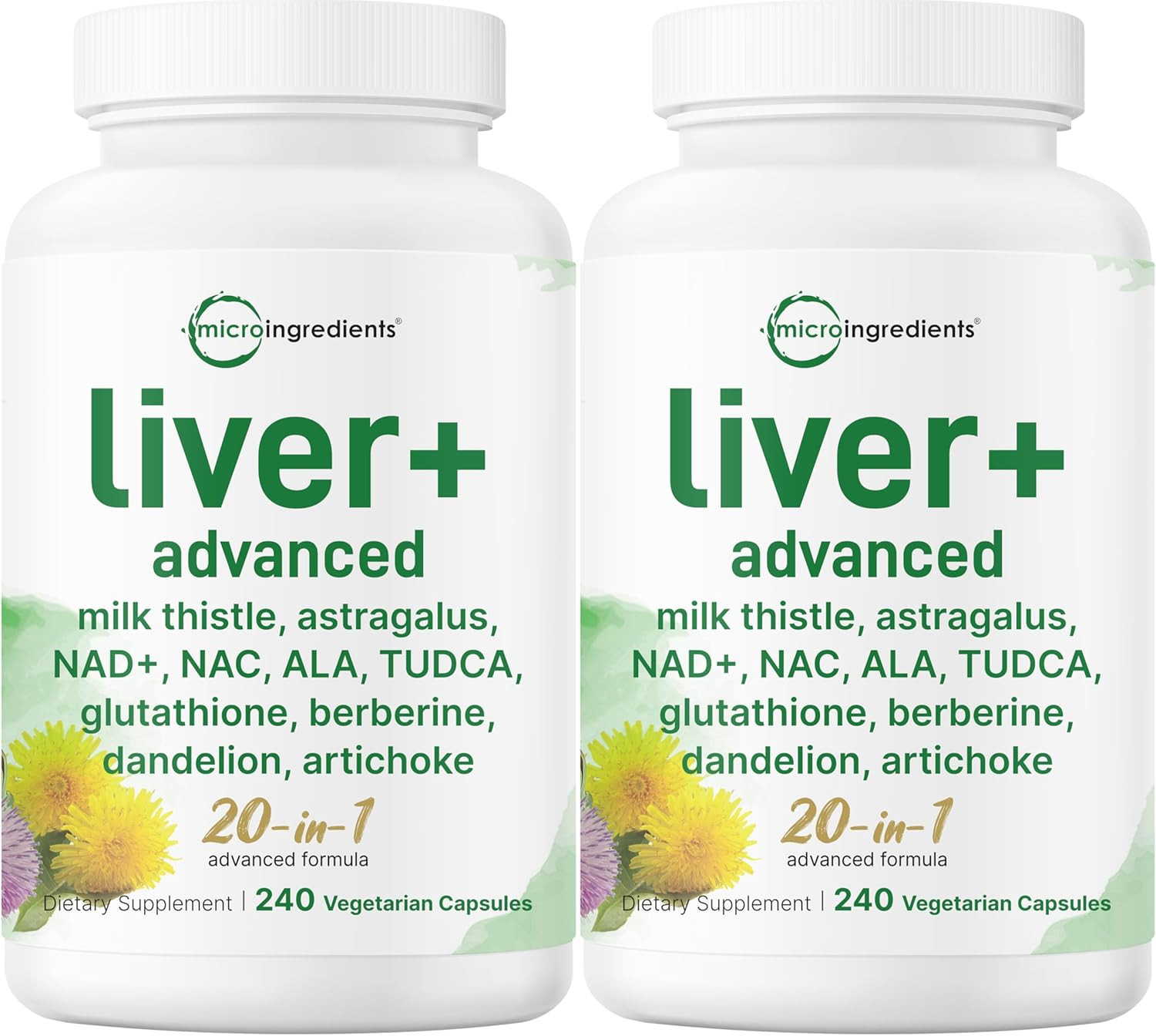 Liver Advanced+, 480 Veggie Capsules | 20-In-1 Complex + Milk Thistle, Dandelion