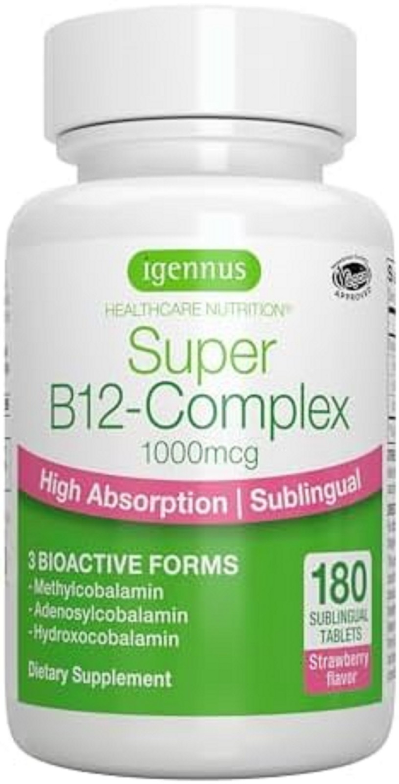 Igennus Super Vitamin B12 Complex 1000mcg Sublingual – 180 Count (Pack of 1)