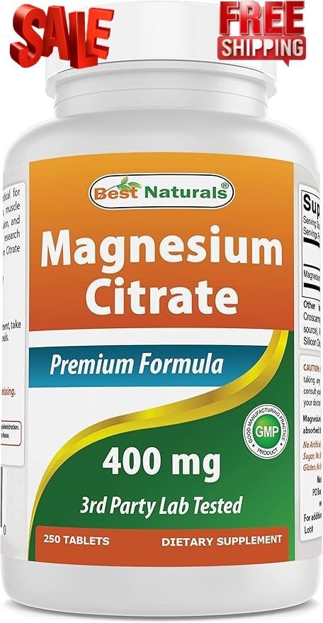 Best Naturals Magnesium Citrate (Citrato de Magnesio) 400mg 250 Tablets