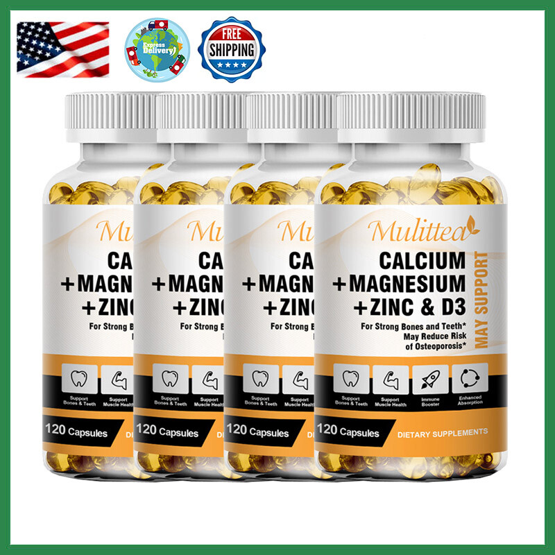 Zinc Calcium Magnesium & Vitamin D Complex Supplement Bone Muscle Immune Support