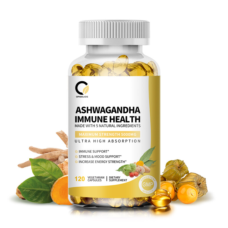 Organic Ashwagandha Capsules 2300mg Supplement w/ Black Pepper Root Powder