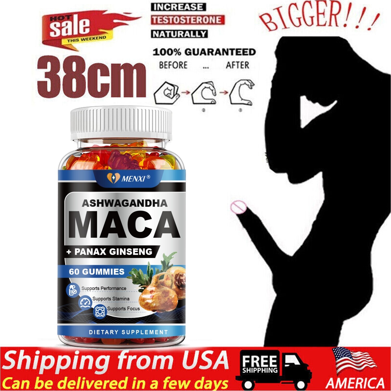 Male Enhancing Libido 60 Gummies – Maca Root,Massive Girth Enlargement Support
