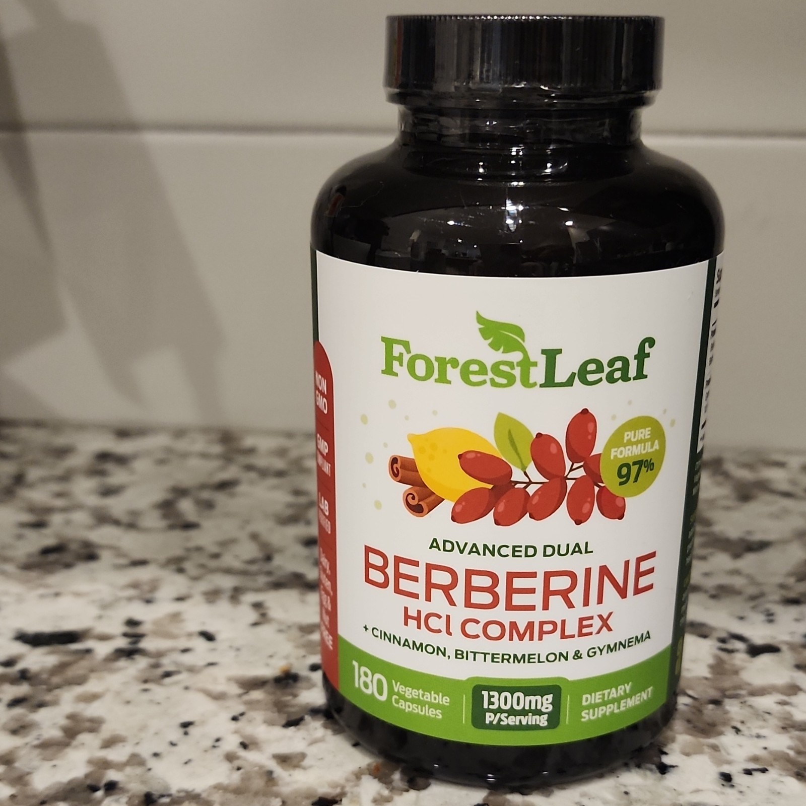 Berberine HCl Complex 1300mg 180 Capsules Dietary Supplement