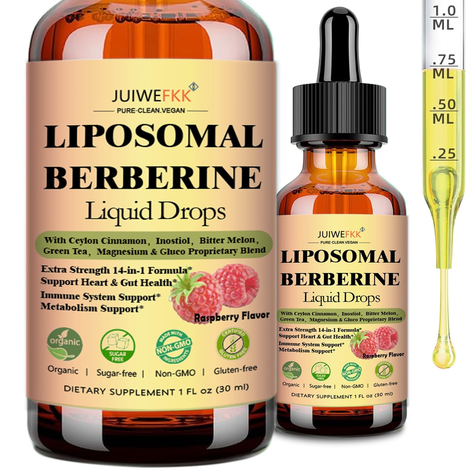 Liposomal Berberine Liquid Drops, 14-in-1 HCL 1 Fl Oz (Pack of 1)