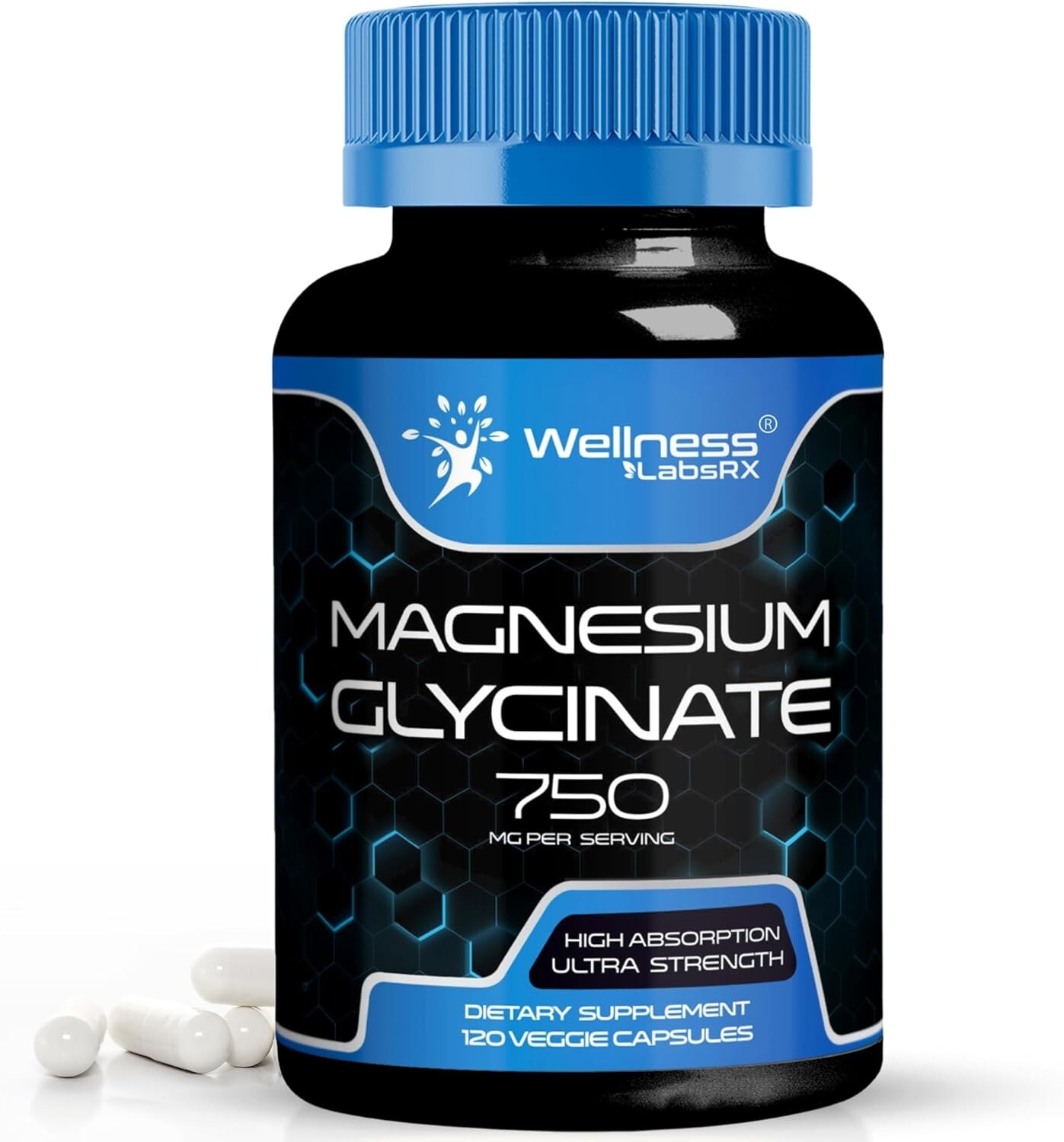 Magnesium Glycinate 750mg – 120 Capsules For Sleep, Stress Relief Support Bone.