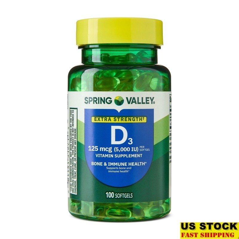 Extra Strength Vitamin D3 5000 IU Softgels Immune Bone Health 100 Count New