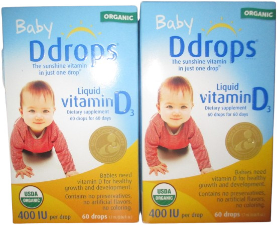 2X Organic baby Ddrops liquid vitamin D3 healthy growth & development 120 drops