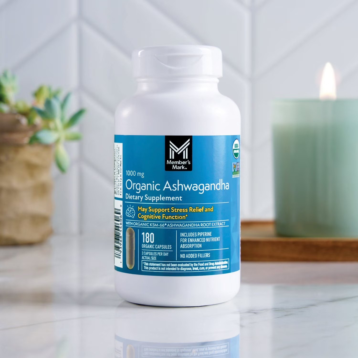 Member’s Mark Organic Ashwagandha 1000 mg Vegetarian Capsules, 180 Free Delivery