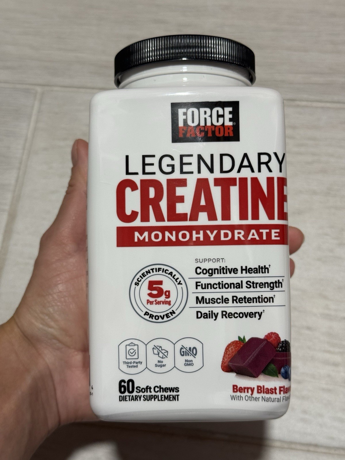 Legendary Creatine Monohydrate, Berry Blast, 60 Soft Chews (2.5 g per Chew)