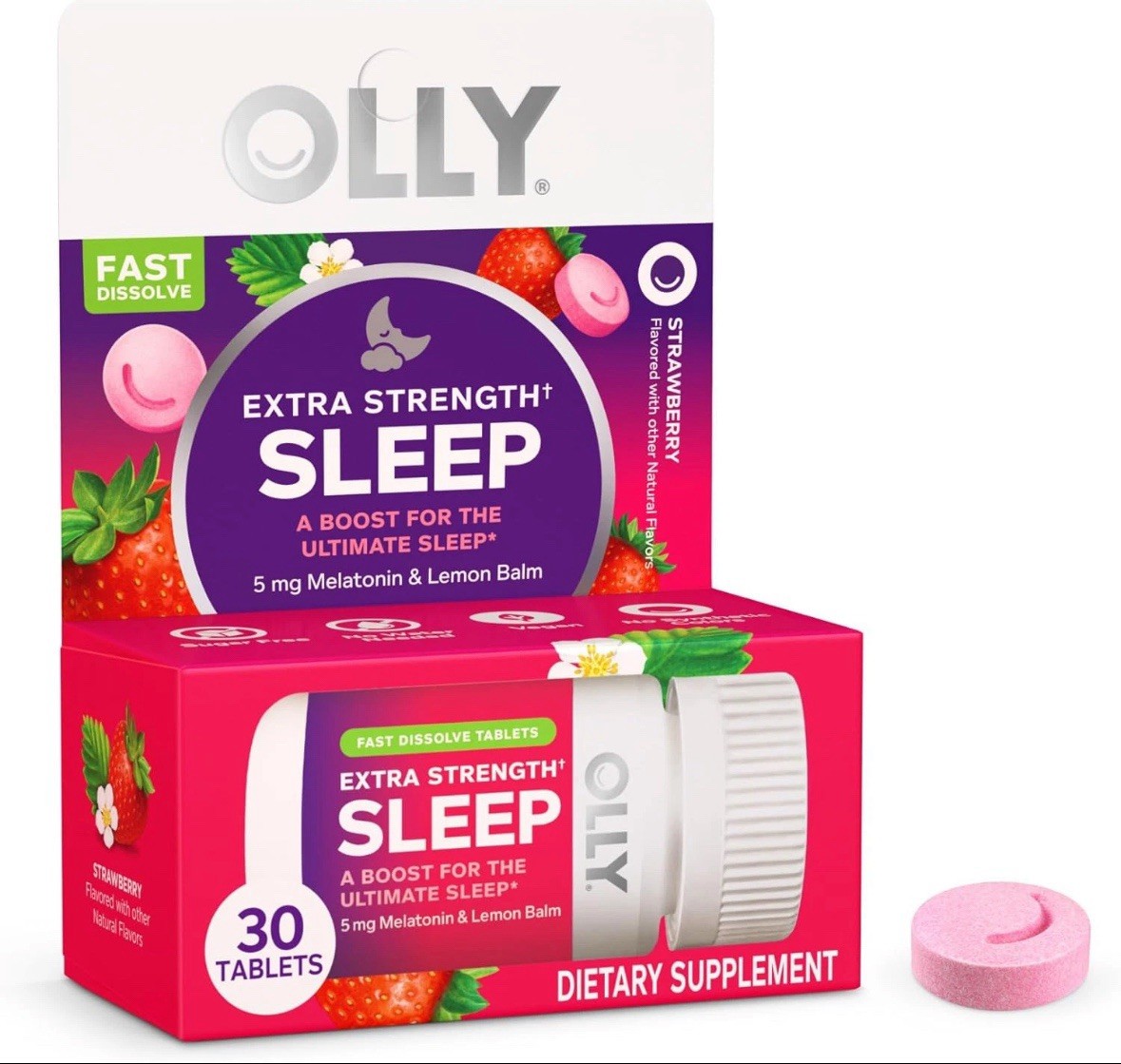 Extra Strength Sleep Fast Dissolve Tablets, 5Mg Melatonin, Vegan, Strawberry …