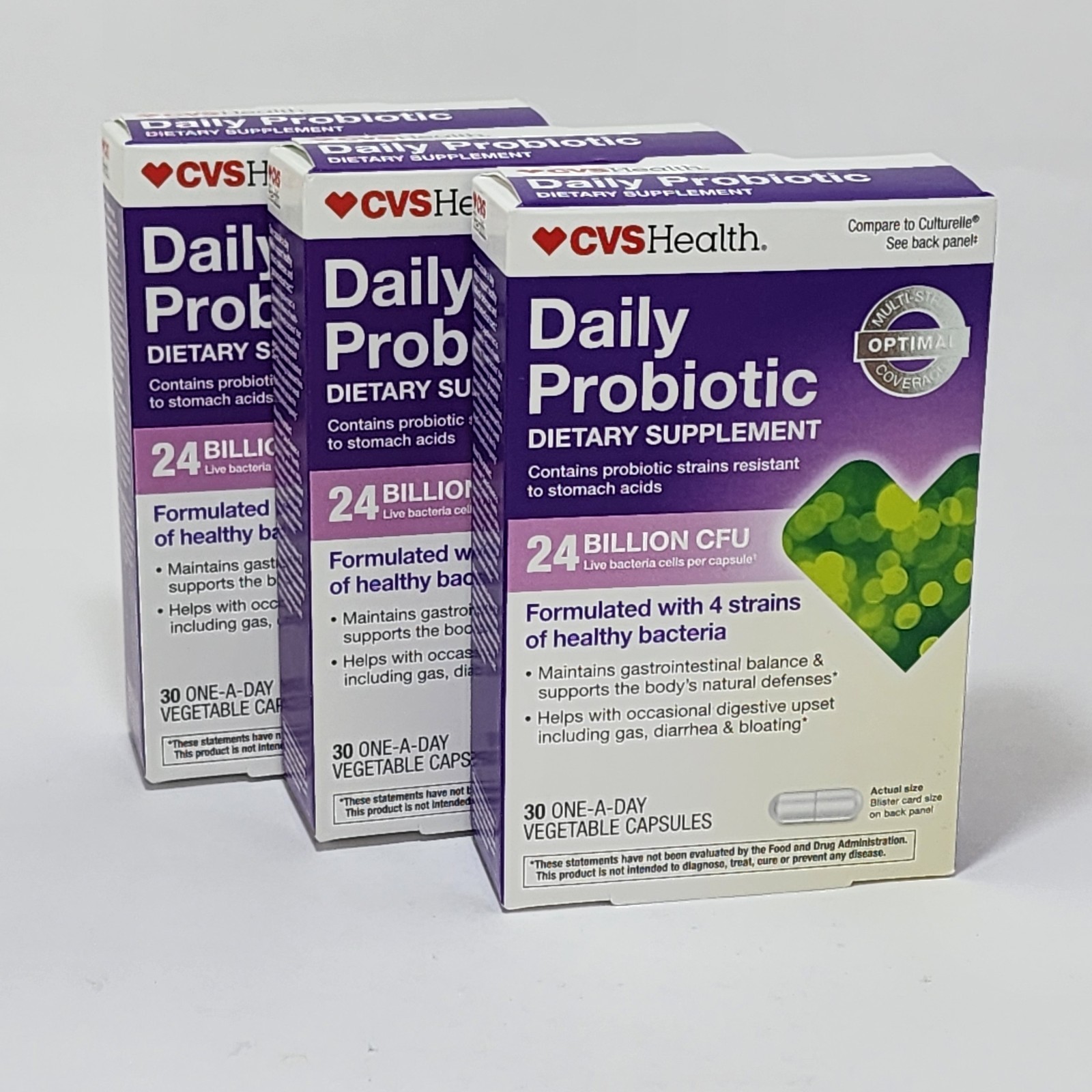 Probiotics Daily Probiotic 24 Billion CFU 4 Strains 30 Caps – Lot of 3 – 06/2027